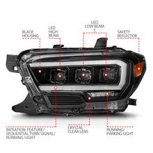 Load image into Gallery viewer, ANZO 16-22 Toyota Tacoma SR/SR5 ONLY Full LED Proj Headlights w/Light Bar Seq. Blk w/Initiation Lgt 111562