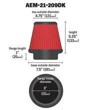 Load image into Gallery viewer, AEM Induction AEM 6 inch x 5 inch DryFlow Conical Air Filter 21-209DK