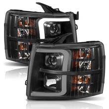 Load image into Gallery viewer, ANZO 07-13 Chevrolet Silverado 1500 Plank Style Projector Headlights Black w/ Amber 111410
