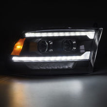 Load image into Gallery viewer, AlphaRex 09-18 Dodge Ram 2500 LUXX LED Proj Headlights Plank Style Blk w/Activ Light/Seq Signal/DRL 880558 *Discontinued