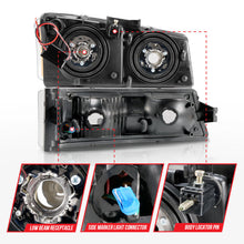 Load image into Gallery viewer, ANZO 2003-2006 Chevrolet Silverado 1500 Crystal Headlights w/ Light Bar Black Housing 111501