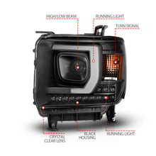 Load image into Gallery viewer, ANZO 2014-2015 Gmc Sierra 1500HD Projector Plank Style Headlight Black W/ Drl 111450