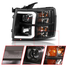 Load image into Gallery viewer, ANZO 07-13 Chevrolet Silverado 1500 Plank Style Projector Headlights Black w/ Amber 111410