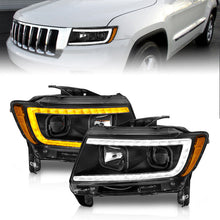 Load image into Gallery viewer, ANZO 11-13 Jeep Grand Cherokee (Factory Halogen Only) Projector Headlights w/Light Bar Swtchbk Black 111568