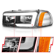 Load image into Gallery viewer, Anzo 99-17 GMC Sierra/Denali Headlights Black Amber (w/C Light Bars) 111522