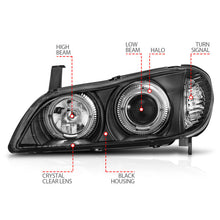 Load image into Gallery viewer, Anzo 2000-2004 Infiniti I30 Projector Headlights w/ Halo Black