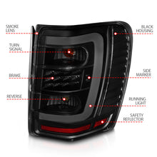 Load image into Gallery viewer, ANZO 1999-2004 Jeep Grand Cherokee LED Tail Lights w/ Light Bar Black Housing Smoke Lens 311395