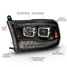 Load image into Gallery viewer, ANZO 2009-2018 Dodge Ram 1500 Led Projector Plank Style Switchback H.L Halo Black Amber (OE Style) 111464