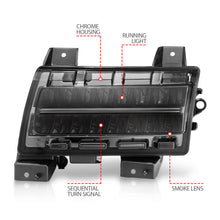Load image into Gallery viewer, ANZO 2018-2021 Jeep Wrangler LED Side Markers Chrome Housing Smoke Lens w/ Seq. Signal Sport Bulb 511085