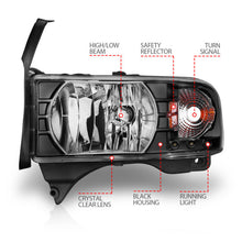 Load image into Gallery viewer, Anzo 1994-2001 Dodge Ram Crystal Headlights Black w/ LED