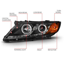 Load image into Gallery viewer, Anzo 2011-2013 Kia Optima Projector Headlights w/ Halo Black (CCFL)