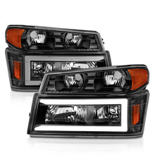 Load image into Gallery viewer, ANZO 04-12 GM Colorado/Canyon/I-Series Crystal Headlights - w/ Light Bar Black Housing 4pcs 111558