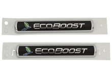 Load image into Gallery viewer, Ford Racing Black/Silver EcoBoost Emblem 3-1/2in x 9/16in - Set of 2 M-1447-EBBLK