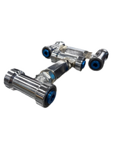 Load image into Gallery viewer, NNR Front Upper Camber Arms Nissan 300ZX / R32GTR Polished Silver with Blue Bushing Ends