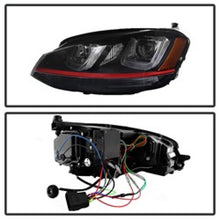 Load image into Gallery viewer, Spyder Volkswagen Golf VII 14-16 Projector Headlights DRL LED Red Stripe Blk PRO-YD-VG15-RED-DRL-BK 5080592