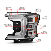 Load image into Gallery viewer, Anzo 18-20 Ford F-150 Full Led Projector Light Bar Style Headlights - Chrome Amber 111521