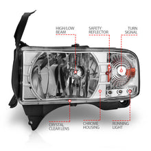 Load image into Gallery viewer, Anzo 1994-2001 Dodge Ram Crystal Headlights Chrome w/ LED