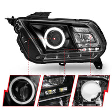 Load image into Gallery viewer, Anzo 2010-2014 Ford Mustang Projector Headlights w/ Halo Black (CCFL)