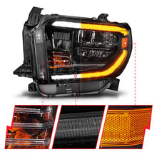 Load image into Gallery viewer, ANZO 2014-2021 Toyota Tundra LED Crystal Headlights w/ Switchback Black Housing w/ DRL 111533