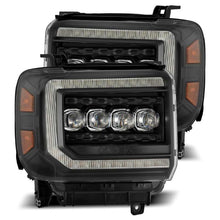 Load image into Gallery viewer, AlphaRex 14-18 GMC Sierra NOVA LED Proj Headlights Plank Style Black w/Activ Light/Seq Signal/DRL 880617 *Discontinued