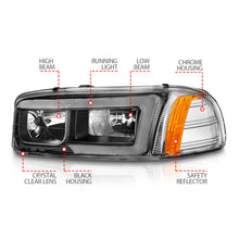 Load image into Gallery viewer, Anzo 99-17 GMC Sierra/Denali Headlights Black Amber (w/C Light Bars) 111522