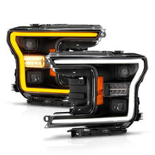 Load image into Gallery viewer, ANZO 18-20 Ford F-150 (w/o Fctry LED) Full LED Proj Headlights w/Light Bar Swtchbk Seq. Black w/Init 111570