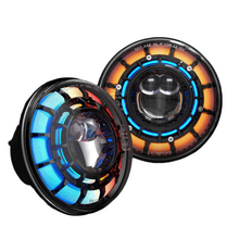 Load image into Gallery viewer, SPDZ1 Oculus 7” RGB LED Headlights with LED RGB Fog Light Kit – App Controlled Multi-Mode Halo