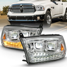 Load image into Gallery viewer, ANZO 2009-2018 Dodge Ram 1500 Led Projector Plank Style Switchback H.L Halo Chrome Amber (OE Style) 111465