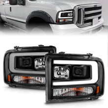 Load image into Gallery viewer, ANZO 99-04 Ford F250/F350/F450/Excursion (excl 99) Projector Headlights - w/ Light Bar Black Housing 111551