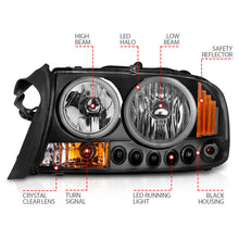Load image into Gallery viewer, Anzo 1997-2004 Dodge Dakota Crystal Headlights Black 1pc