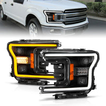 Load image into Gallery viewer, ANZO 18-20 Ford F-150 (w/o Fctry LED) Full LED Proj Headlights w/Light Bar Swtchbk Seq. Black w/Init 111570