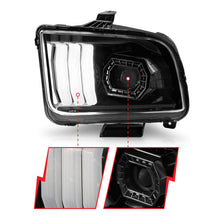 Load image into Gallery viewer, ANZO 05-09 Ford Mustang (w/Factory Halogen HL Only) Projector Headlights w/Light Bar Black Housing 121566