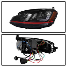 Load image into Gallery viewer, Spyder Volkswagen Golf VII 14-16 Projector Headlights DRL LED Red Stripe Blk PRO-YD-VG15-RED-DRL-BK 5080592