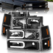 Load image into Gallery viewer, ANZO 88-98 Chevrolet C1500 Crystal Headlights w/ Light Bar Black Housing w/ Signal Side Markers 8Pcs 111528