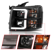 Load image into Gallery viewer, ANZO 07-13 Chevrolet Silverado 1500 Plank Style Projector Headlights Black w/ Amber 111410