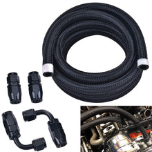Load image into Gallery viewer, 10AN/8AN/6AN Fitting Stainless Steel Braided Oil Fuel Hose Line Kit 5Feet Black