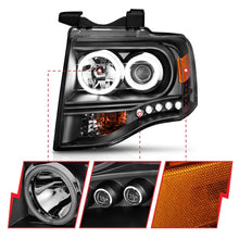 Load image into Gallery viewer, Anzo 2007-2014 Ford Expedition Projector Headlights w/ Halo Black