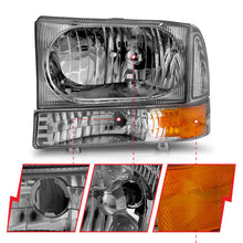 Load image into Gallery viewer, Anzo 2000-2004 Ford Excursion Crystal Headlights Chrome w/ LED 1pc