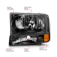 Load image into Gallery viewer, Anzo 2000-2004 Ford Excursion Crystal Headlights Black