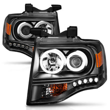 Load image into Gallery viewer, Anzo 2007-2014 Ford Expedition Projector Headlights w/ Halo Black
