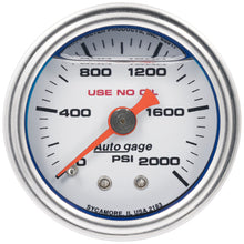 Load image into Gallery viewer, Autometer AutoGage 1.5in Liquid Filled Mechanical 0-2000 PSI Fuel Pressure Gauge - White 2183