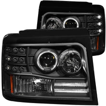 Load image into Gallery viewer, Anzo 1992-1996 Ford F-150 Projector Headlights w/ Halo Black w/ Side Marker