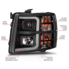 Load image into Gallery viewer, ANZO 2007-2013 Chevrolet Silverado 1500 Projector w/ Light Bar Black Housing w/ Sequential 111545
