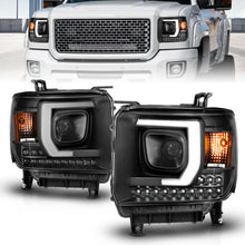 Load image into Gallery viewer, ANZO 2014-2015 Gmc Sierra 1500HD Projector Plank Style Headlight Black W/ Drl 111450