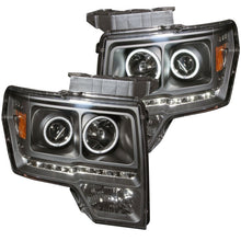 Load image into Gallery viewer, Anzo 2009-2014 Ford F-150 Projector Headlights w/ Halo Black (CCFL) G2