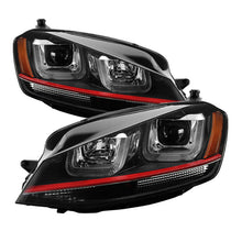 Load image into Gallery viewer, Spyder Volkswagen Golf VII 14-16 Projector Headlights DRL LED Red Stripe Blk PRO-YD-VG15-RED-DRL-BK 5080592