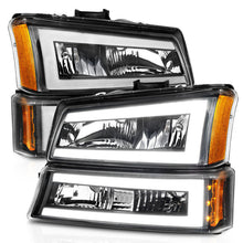 Load image into Gallery viewer, ANZO 2003-2006 Chevrolet Silverado 1500 Crystal Headlights w/ Light Bar Black Housing 111501