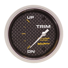 Load image into Gallery viewer, Autometer Marine Carbon Fiber Gauge 2-5/8in Electric Trim Level Gauge 0OHM Down - 90OHM Up 200767-40
