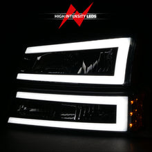 Load image into Gallery viewer, ANZO 2003-2006 Chevrolet Silverado 1500 Crystal Headlights w/ Light Bar Black Housing 111501
