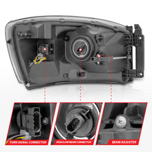 Load image into Gallery viewer, Anzo 06-09 Dodge RAM 1500/2500/3500 Headlights Black Housing/Clear Lens (w/Switchback Light Bars) 111526